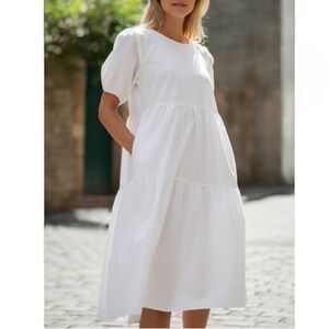 Everlane Tiered Cotton Midi Dress White